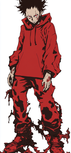 A powerful Chakra Energie anime character in Horror Style