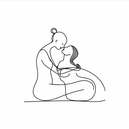 A powerful single line logo depicting support