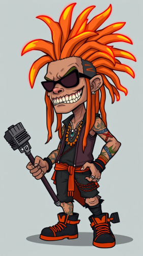 A punk Helluva Boss character with glowing dreads.