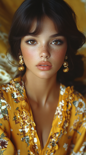 A realistic 1970s photo of a beautiful woman