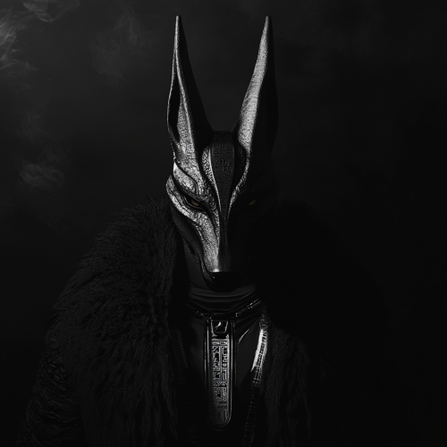 A realistic Anubis wearing pharaoh head dress