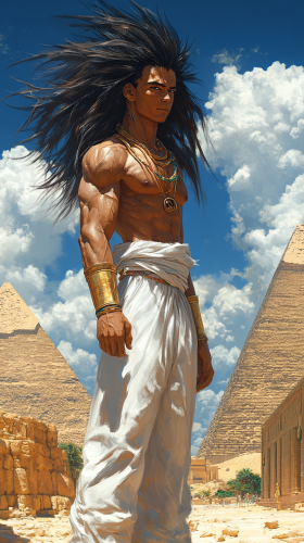 A realistic Raditz in Saiyan armor in desert