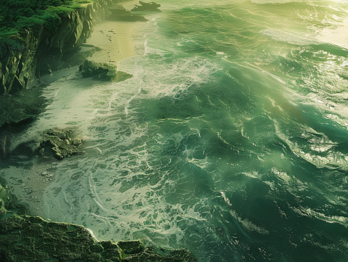 A realistic beach landscape by the ocean