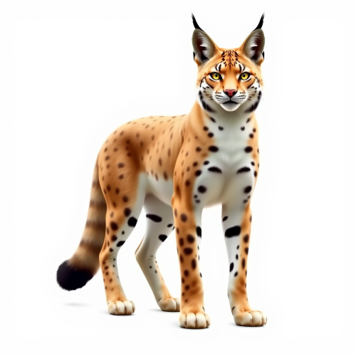 A realistic lynx standing on two legs.