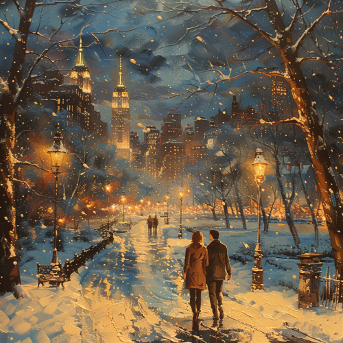 A realistic winter scene of New York City