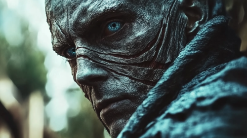 A scary demon with multiple eyes and dark skin