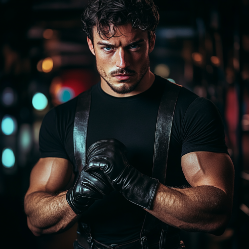 A serious and mischievous handsome man in nightclub