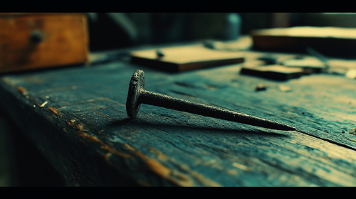 A sharp nail on table in 19th century Japan