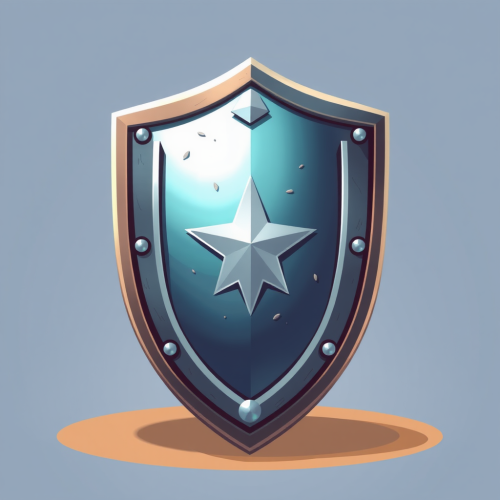 A shield with moving images, drawn swiftly.