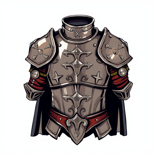 A shiny armor breastplate illustration style.