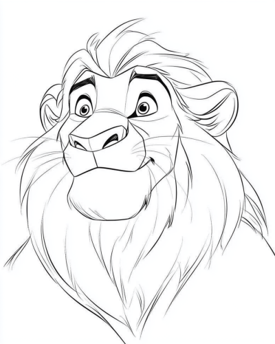 A simple lion coloring page for kids