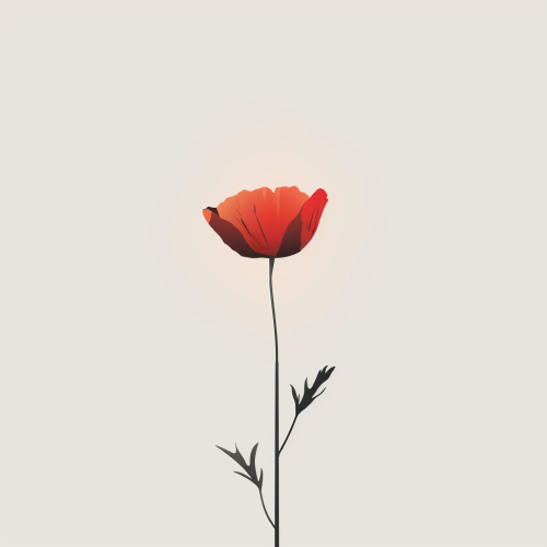A simple red poppy with minimalist design