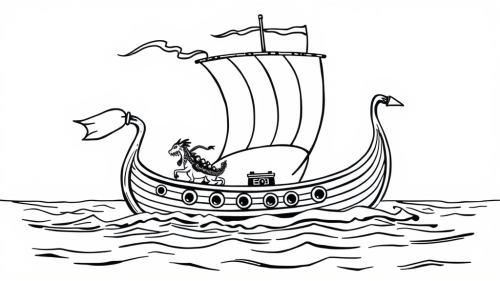 A simple sea monster spooks viking boat.