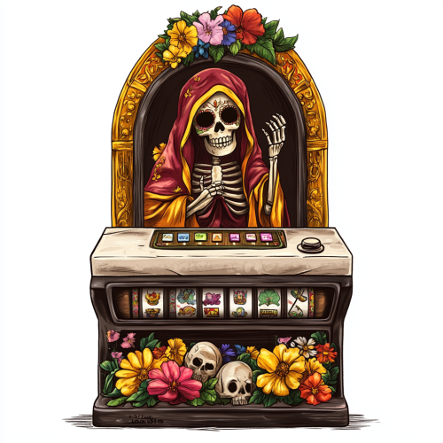 A slot machine with Santa Muerte theme