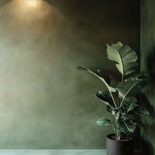 A sophisticated corner with tall, leafy plant