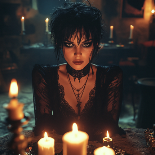 A spooky witch is casting a magic spell