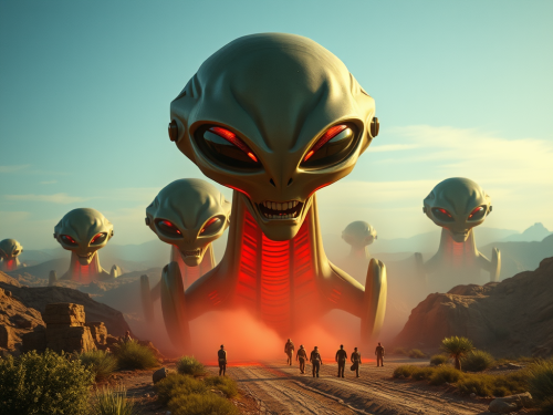 A strange alien attack in comic book style.