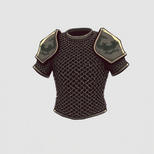 A strong armor shirt made of shiny chain mail.