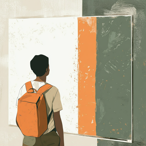 A student looks at the board in class