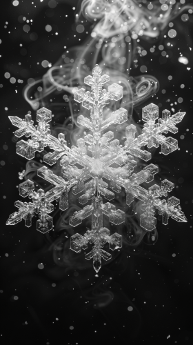 A stunning, magical snowflake with fiery contrast