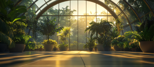 A stunning 4K image of a modern greenhouse.