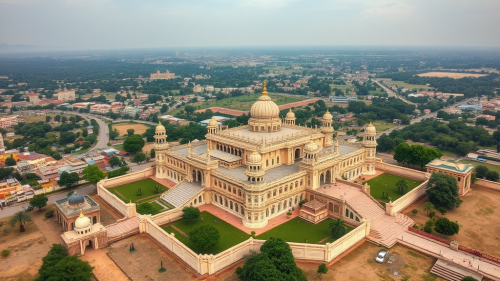 A view of Hastinapur, royal Indian palace and city.