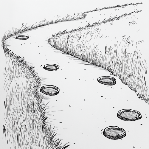 A windy road with cartoon potholes