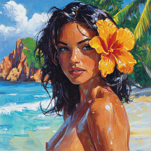 A woman in a tropical paradise