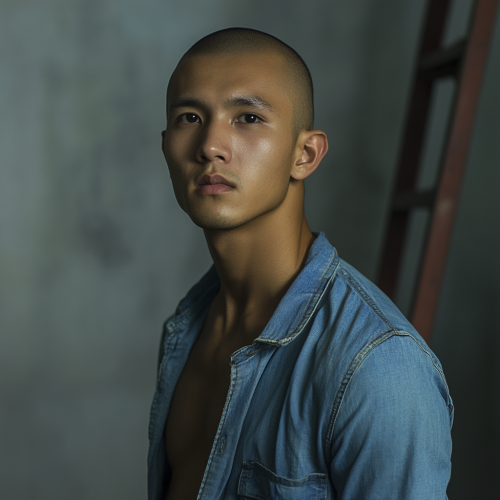 A young handsome man in denim clothes