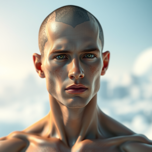 A young man in a futuristic setting.