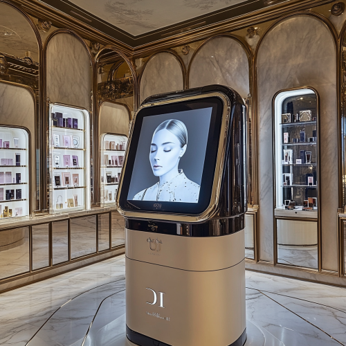 AI suggests customized items at Dior store kiosk.