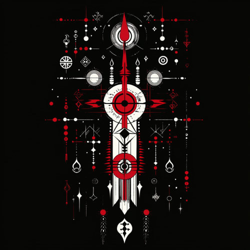 Abstract design symbolizing strength, courage, and intelligence