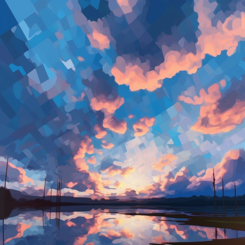 Abstract sky painting with realistic feel using lines