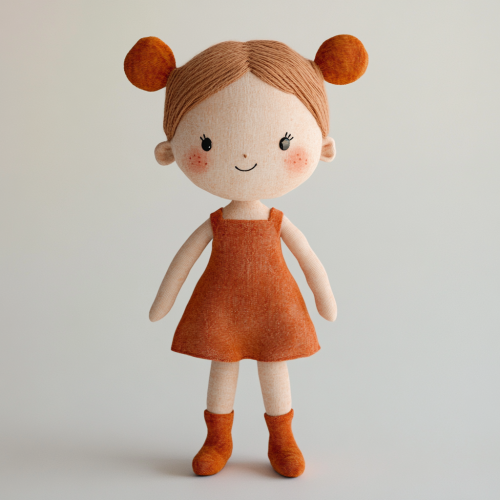 Adorable, friendly doll sketch with simple design