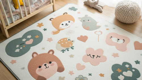 Adorable Animal Carpet with Kawaii Style Patterns