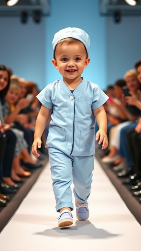 Adorable baby nurse charms runway audience