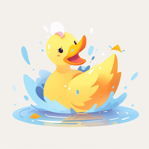 Adorable duck playing in water with expressive poses