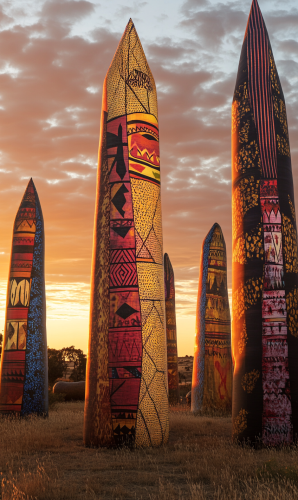 African Sunset with Ancient-inspired Inflatable Landmarks