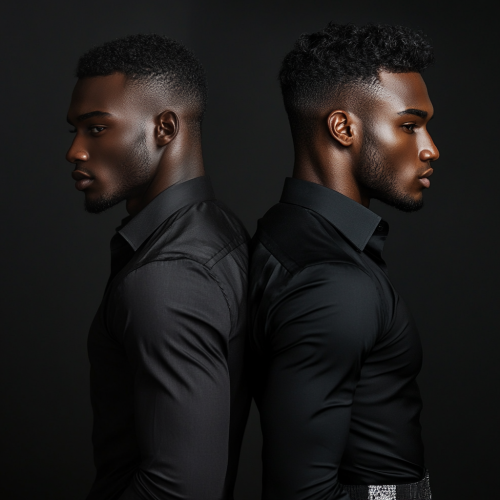 African male model in office and party looks