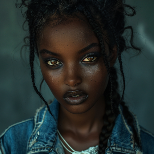African woman in denim jacket