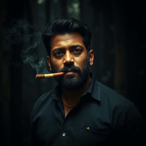 Ajith Kumar Smoking Cigar in Dark Forest