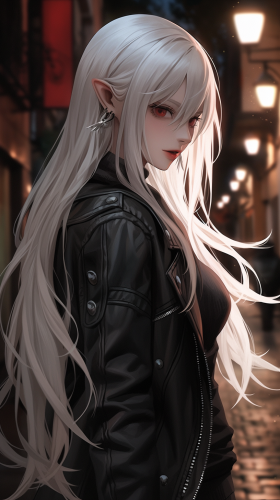 Albino Woman in Gothic Style, French Alley Night Albino Woman in Gothic Style, French Alley Night