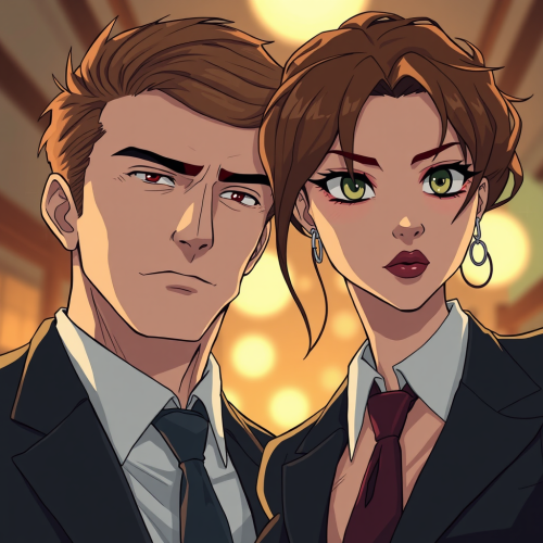 American-Italian Mafia Leaders in Anime Style