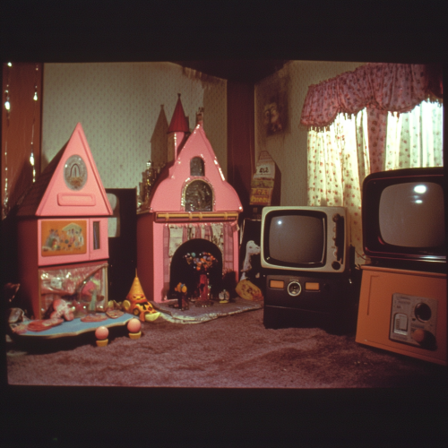 American middle class village, castle house, sisters room.