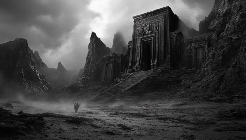 An Ancient Temple in a Dark, Haunted Landscape