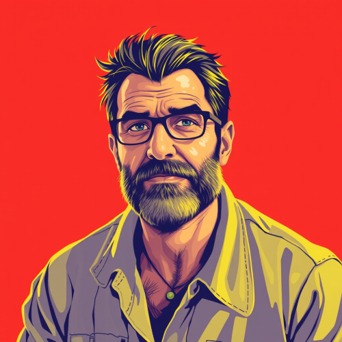 An Australian man in MS-DOS style art.