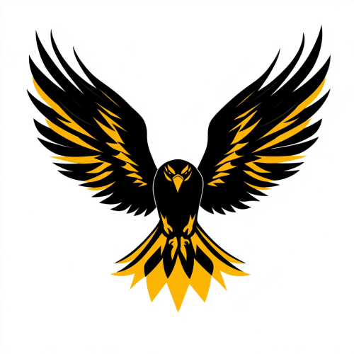 An Elegant Black and Yellow Eagle Emblem