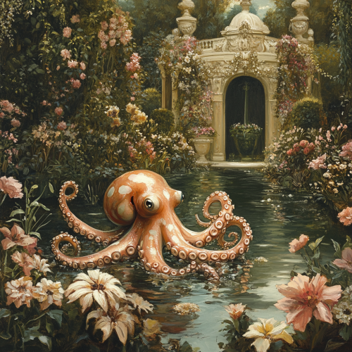 An Octopus' Tentacles in a Garden Pond