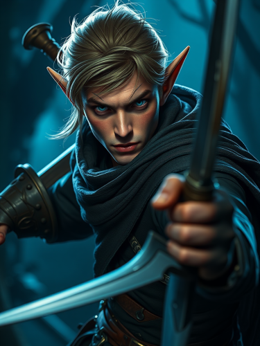 An elf rogue thief with different color eyes.