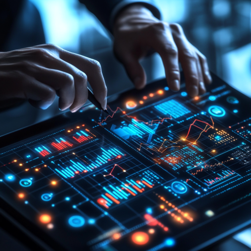 Analyzing Data Charts in Futuristic Holographic Screen